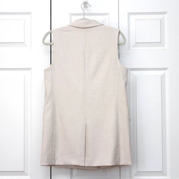 H&M Long Vest Womens Size Small Soft Lined Double Breasted Sleeveless Beige - Picture 12 of 12